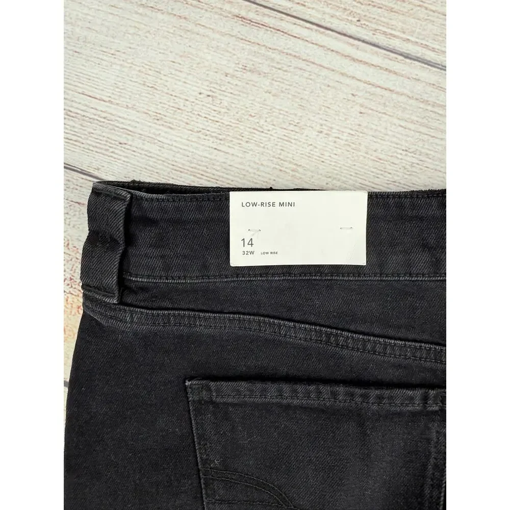 American‎ Eagle Low Rise Mini Skirt Womens 14/32W Black Cut Off NEW - Picture 4 of 9